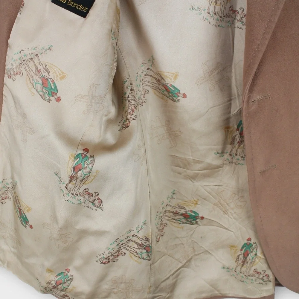 Vintage John Weitz Palm Beach Suede‎ Blazer Jacket Tan Brown Lined USA Made 40R